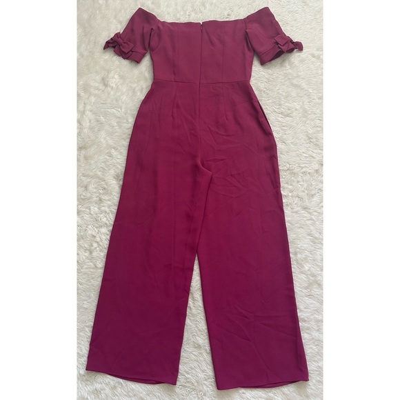 Gal Meets Glam Jumpsuit Meredith Crepe Off the Shoulder Wide Leg Petite Sz 6P - Picture 5 of 14